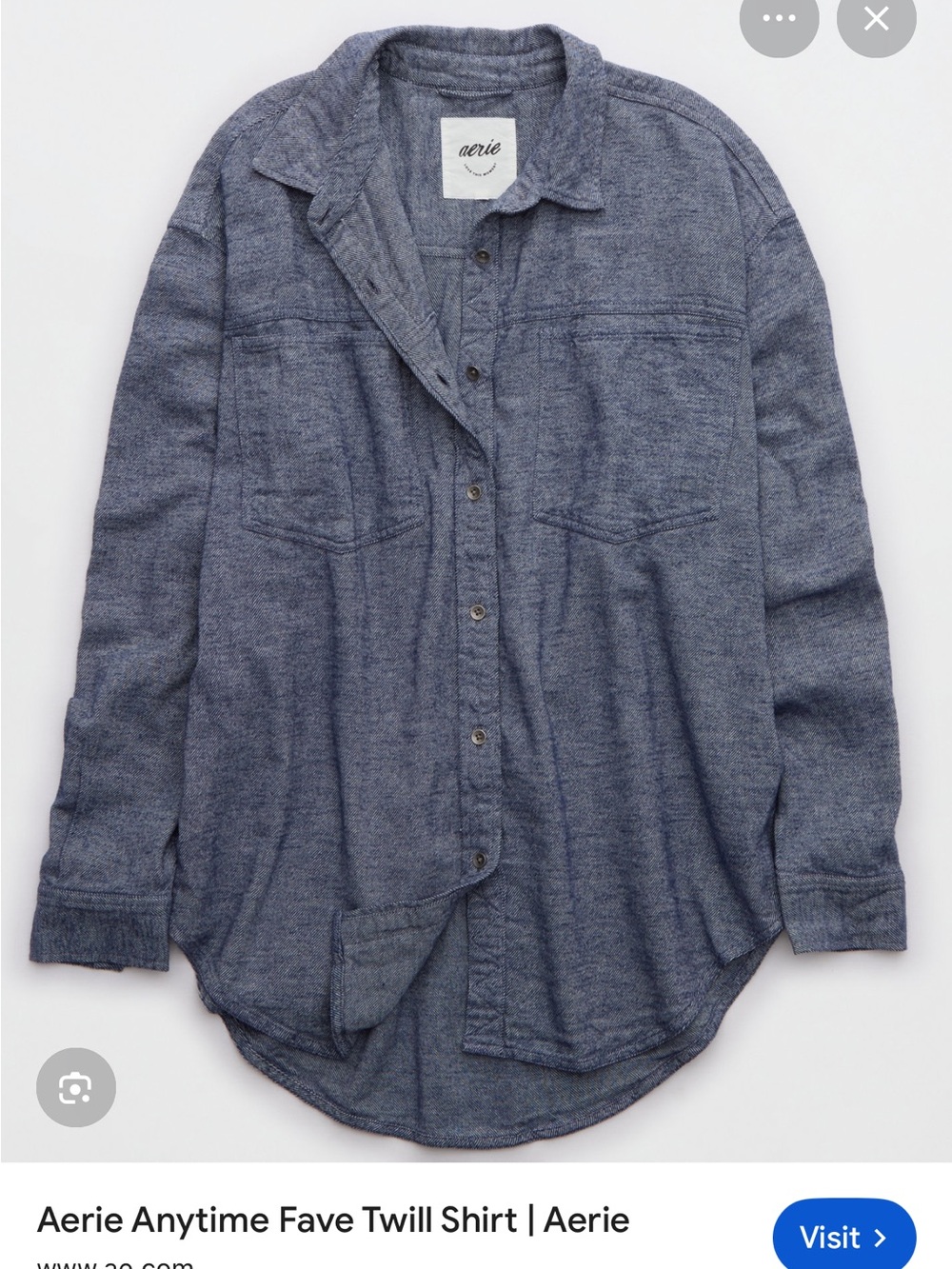 aerie Heathered Indigo Twill Button-Up Shirt